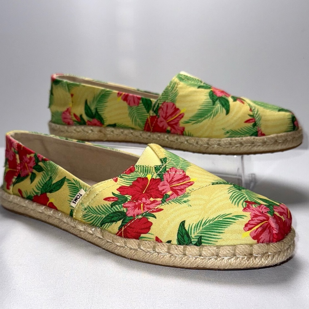 Toms Yellow and Pink Floral Espadrilles
